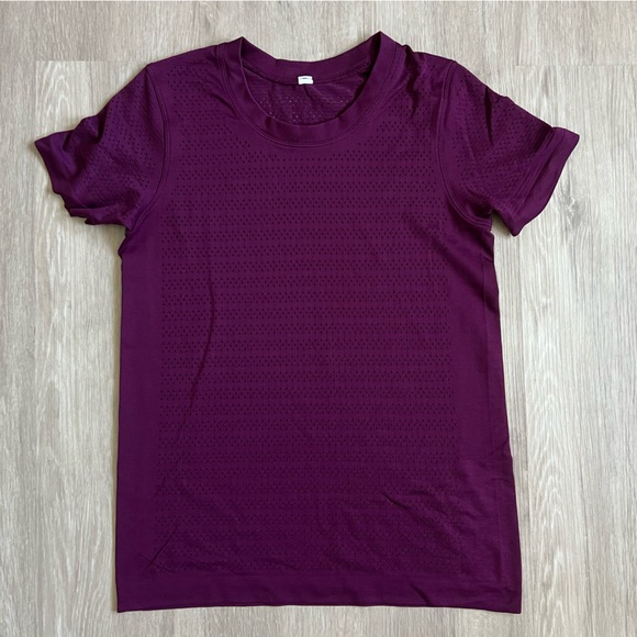 lululemon athletica Tops - Lululemon Breeze Short Sleeve Squad Purple Marvel Mesh Perforated Shirt